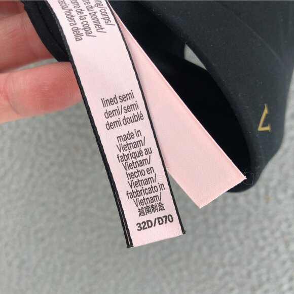 Victorias Secret Bra Womens 32D Black Lined Semi Demi Stretch Adjustable Comfort - Picture 7 of 11